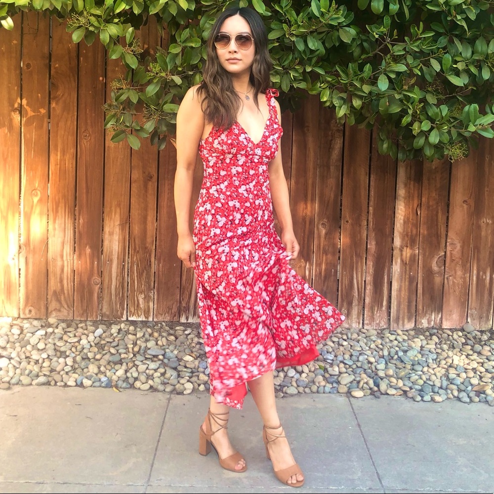 Red Floral Zara Dress